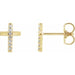 Ladies Natural Diamond Cross Earrings — 14K Yellow Gold