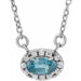 Ladies 5x3 mm Natural Blue Zircon Natural Diamond Necklace (I1, G-H) — Sterling Silver