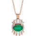 Ladies Natural Emerald Diamond Necklace (I1, G-H, Ghi) — 14K Rose Gold