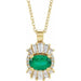 Ladies Natural Emerald Diamond Necklace (I1, G-H, Ghi) — 14K Yellow Gold
