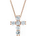 Ladies Natural Diamond Cross Necklace (I1, G-H) — 14K Rose Gold