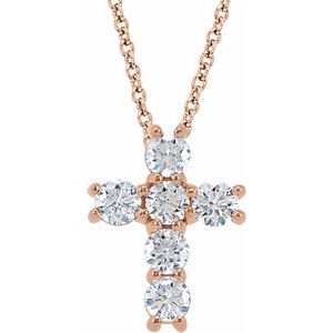 Lab-Grown Diamond Cross Necklace - Style R42309