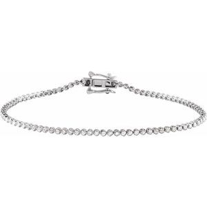 Ladies Natural Diamond Line Bracelet (I1, H+) — 14K White Gold