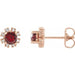 Ladies Natural Mozambique Garnet Natural Diamond Earrings — 14K Rose Gold