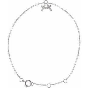 Ladies Natural Diamond Cross 6 1/2-7 1/ Bracelet (I1, H+) — 14K White Gold