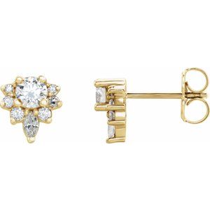 Ladies Natural Diamond Earrings — 14K Yellow Gold