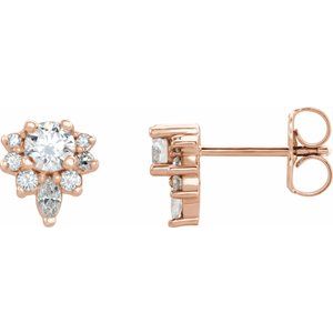 Ladies Natural Diamond Earrings — 14K Rose Gold