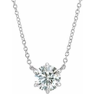 Ladies Natural Diamond Solitaire Necklace (Si2-Si3, G-H) — Platinum