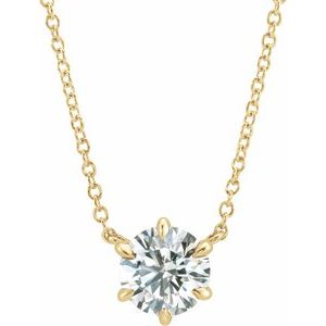 Ladies Natural Diamond Solitaire Necklace (I1, G-H) — 14K Yellow Gold