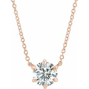 Ladies Natural Diamond Solitaire Necklace (I1, G-H) — 14K Rose Gold