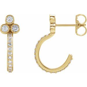 Ladies Natural Diamond Hoop Earrings (I1, G-H) — 14K Yellow Gold
