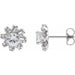 Ladies Natural White Sapphire Natural Diamond Halo-Style Earrings — Platinum