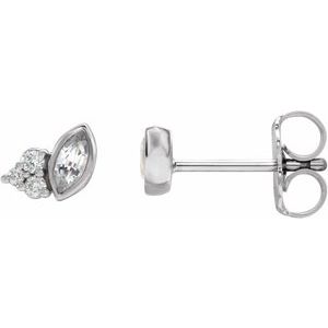 Ladies Natural White Sapphire Natural Diamond Earrings — Sterling Silver