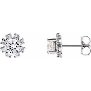 Ladies Natural Diamond Earrings — Sterling Silver