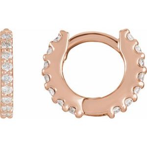 Ladies Natural Diamond 10.32 mm Hoop Earring (I1, G-H) — 14K Rose Gold