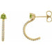 Ladies Natural Peridot Natural Diamond J-Hoop Earrings (I1, G-H) — 14K Yellow Gold