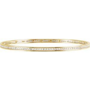 Ladies Natural Diamond Stackable Bangle Bracelet (I1, H+) — 14K Yellow Gold