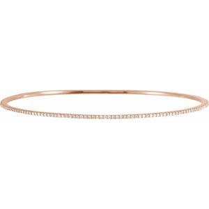Ladies Natural Diamond Stackable Bangle Bracelet (I1, H+) — 14K Rose Gold