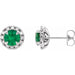 Ladies 4 mm Natural Emerald Natural Diamond Halo-Style Earrings — Sterling Silver