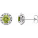 Ladies 4 mm Natural Peridot Natural Diamond Halo-Style Earrings — Sterling Silver