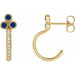 Ladies Natural Blue Sapphire Natural Diamond J-Hoop Earrings (I1, G-H) — 14K Yellow Gold