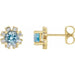 Ladies Natural Aquamarine Natural Diamond Earrings — 14K Yellow Gold