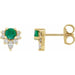 Ladies Natural Emerald Natural Diamond Earrings — 14K Yellow Gold