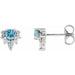 Ladies Natural Blue Zircon Natural Diamond Earrings — Sterling Silver