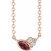 Ladies Natural Mozambique Garnet Natural Diamond Necklace (I1, G-H) — 14K Rose Gold