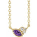 Ladies Natural Amethyst Natural Diamond Necklace (I1, G-H) — 14K Yellow Gold