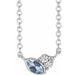 Ladies Natural Aquamarine Natural Diamond Necklace (I1, G-H) — Sterling Silver
