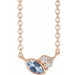 Ladies Natural Aquamarine Natural Diamond Necklace (I1, G-H) — 14K Rose Gold