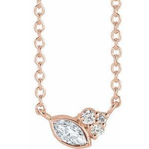 Ladies Natural Diamond Necklace (I1, G-H) — 14K Rose Gold
