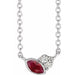 Ladies Natural Ruby Natural Diamond Necklace (Si2-Si3, G-H) — Platinum