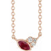 Ladies Natural Ruby Natural Diamond Necklace (I1, G-H) — 14K Rose Gold