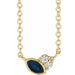 Ladies Natural Blue Sapphire Natural Diamond Necklace (I1, G-H) — 14K Yellow Gold