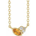Ladies Natural Citrine Natural Diamond Necklace (I1, G-H) — 14K Yellow Gold