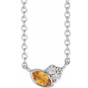 Ladies Natural Citrine Natural Diamond Necklace (Si2-Si3, G-H) — Platinum