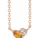 Ladies Natural Citrine Natural Diamond Necklace (I1, G-H) — 14K Rose Gold