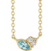 Ladies Natural Blue Zircon Natural Diamond Necklace (I1, G-H) — 14K Yellow Gold