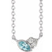 Ladies Natural Blue Zircon Natural Diamond Necklace (I1, G-H) — Sterling Silver