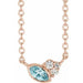 Ladies Natural Blue Zircon Natural Diamond Necklace (I1, G-H) — 14K Rose Gold