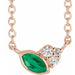 Ladies Natural Emerald Natural Diamond Necklace (I1, G-H) — 14K Rose Gold