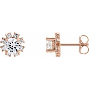 Ladies Natural Diamond Earrings — 14K Rose Gold