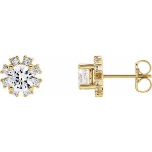 Ladies Natural Diamond Earrings — 14K Yellow Gold