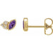 Ladies Natural Amethyst Natural Diamond Earrings — 14K Yellow Gold