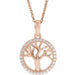Ladies Natural Diamond Tree of Life Necklace (I1, H+) — 14K Rose Gold