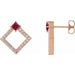 Ladies Natural Ruby Natural Diamond Earrings — 14K Rose Gold