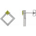 Ladies Natural Peridot Natural Diamond Earrings — Sterling Silver