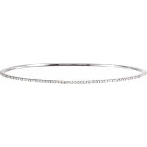 Ladies Natural Diamond Stackable Bangle Bracelet (I1, H+) — 14K White Gold